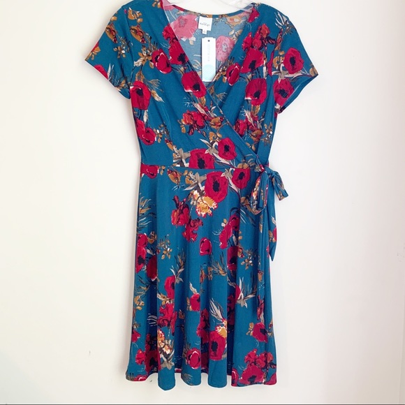 arnett faux wrap knit dress